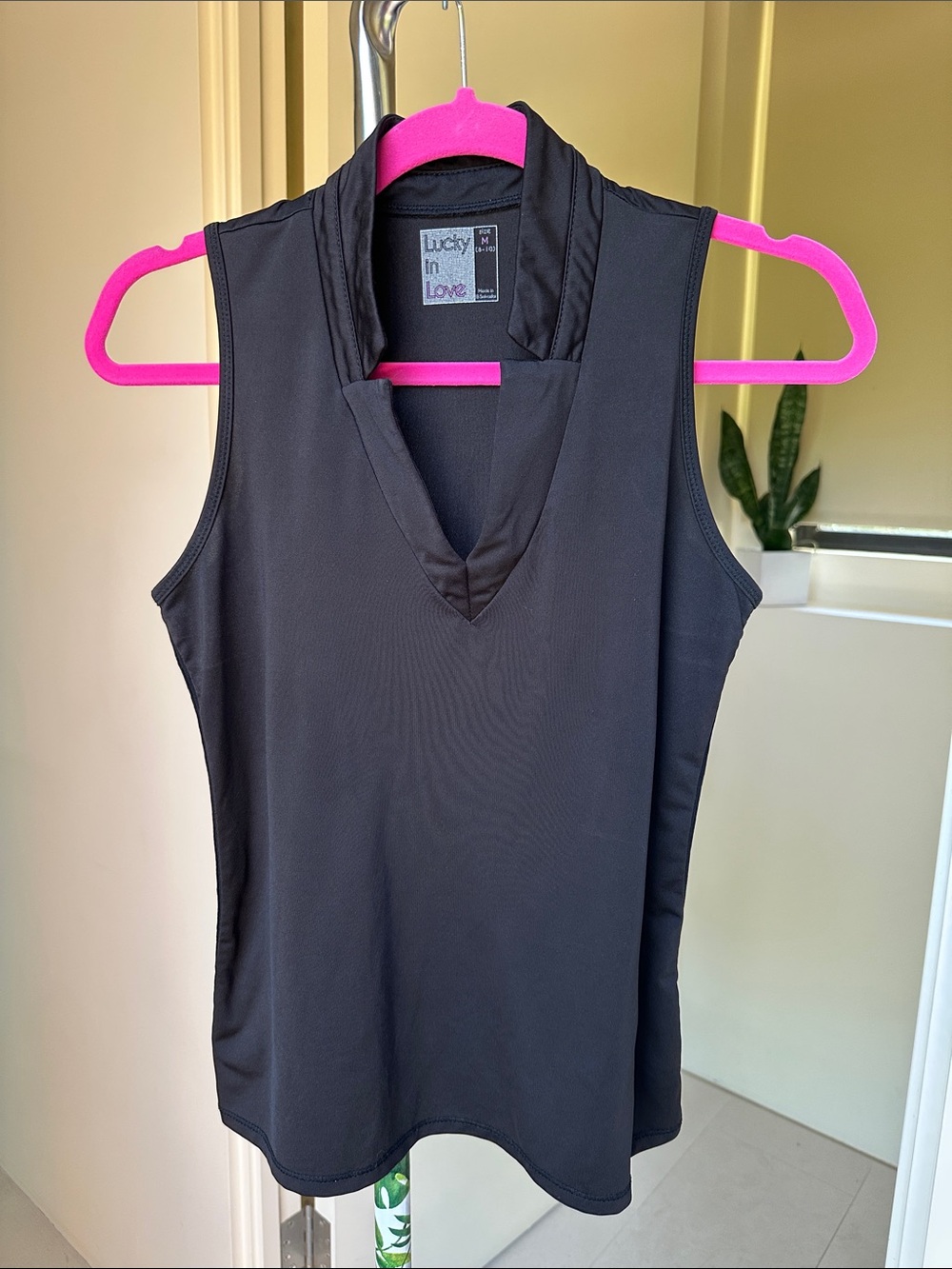 Lucky in Love Black V-Neck Sleeveless Athletic Tank